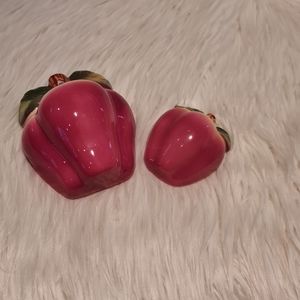 Two Piece Ceramic / Porcelain Apple Shaped Measuring Cups 1 cup and 1/3 cup